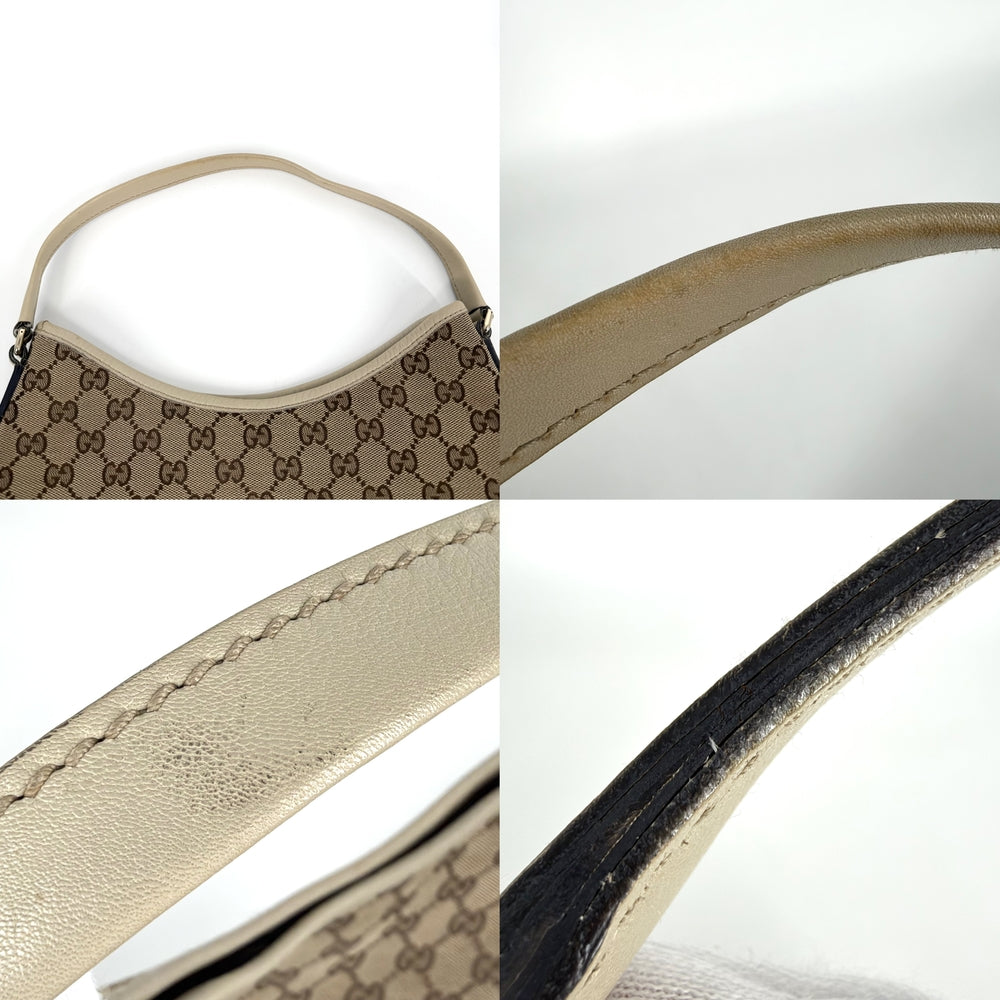 GUCCI グッチ ハンドバッグ ワンショルダー 169947 GGキャンバス レザー ベージュ アイボリー ゴールド金具 レディース【中古品】