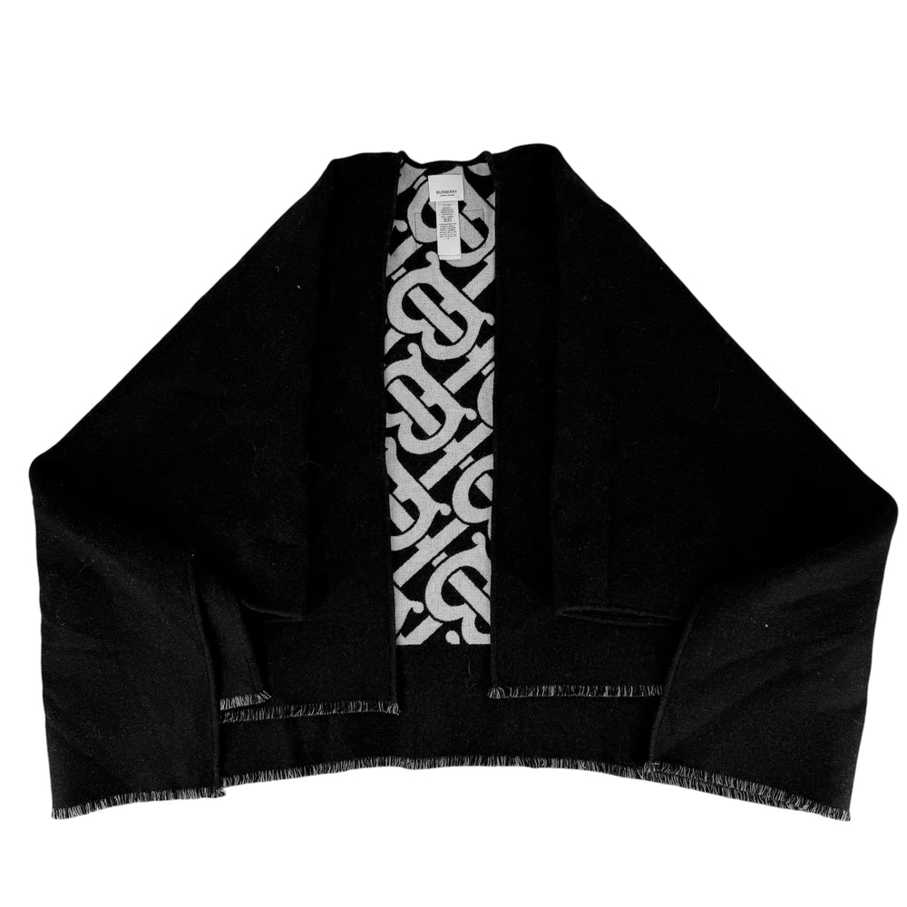 BURBERRY バーバリー ポンチョ ウールポンチョ アウター アパレル 服 ブラック 黒 ホワイト 白 春 秋 ウール レディース【中古品】