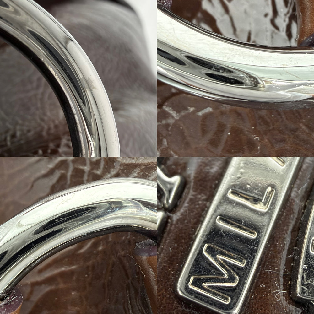 PRADA プラダ トートバッグ グラデーション トライアングルロゴ BN1713 エナメル ブラウン 茶 シルバー金具 レディース【中古品】