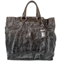 PRADA プラダ トートバッグ グラデーション トライアングルロゴ BN1713 エナメル ブラウン 茶 シルバー金具 レディース【中古品】