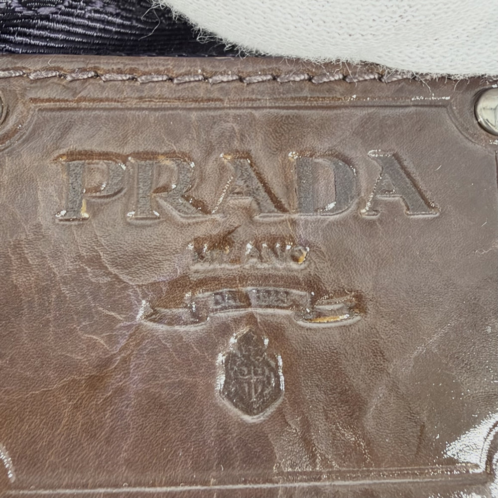 PRADA プラダ トートバッグ グラデーション トライアングルロゴ BN1713 エナメル ブラウン 茶 シルバー金具 レディース【中古品】