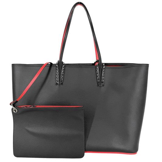 Christian Louboutin クリスチャンルブタン トートバッグ カバタ ハンドバッグ CABATA レザー ブラック 黒 レッド 赤 シルバー金具 レディース【中古品】