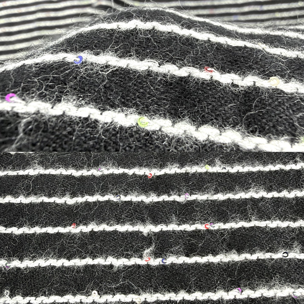 CHANEL シャネル マフラー ココマーク ファッションアイテム スパンコール 秋 冬 カシミヤ シルク ウール ポリアミド ブラック 黒 ホワイト 白 レディース【中古品】