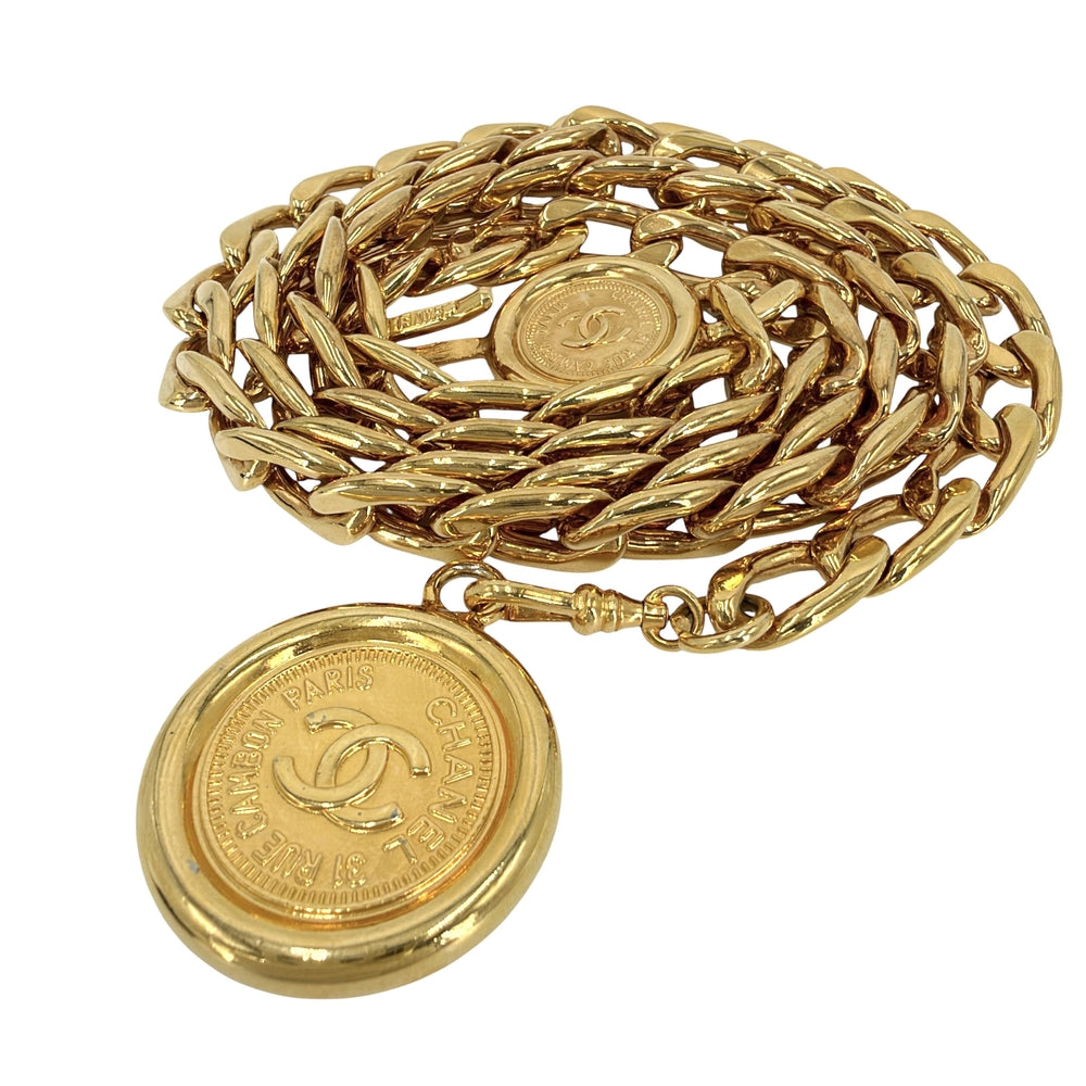 CHANEL シャネル ベルト ココマーク チェーンベルト ファッションアイテム メダル ヴィンテージ GP ゴールド レディース 1995年【中古品】