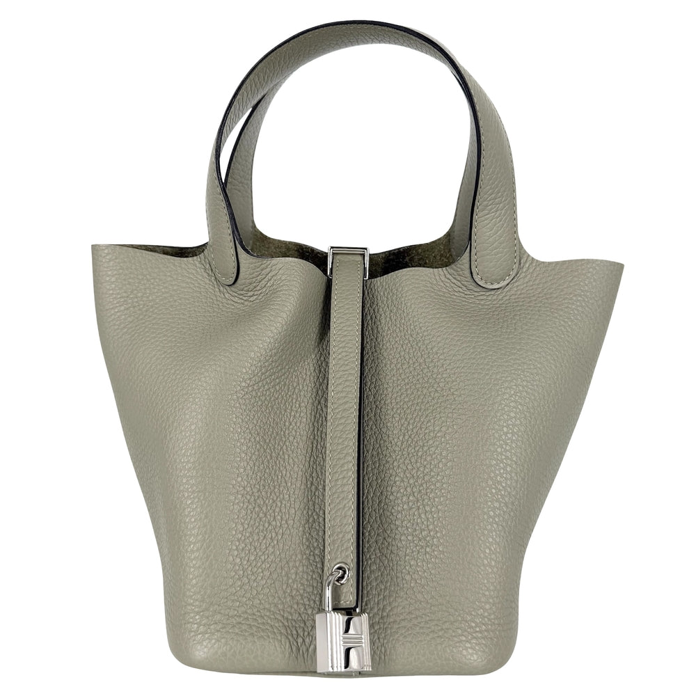 HERMES エルメス ハンドバッグ ピコタンロックPM カーキ B刻印 トゴ クレ シルバー金具 レディース 2023年【中古品】