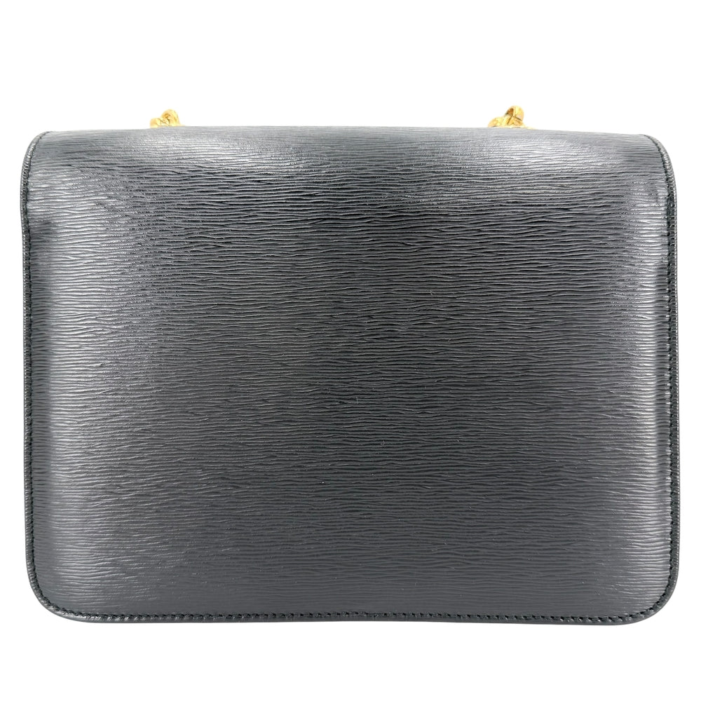 Chloe クロエ ショルダーバッグ ロゴ チェーン レザー ブラック 黒 ゴールド金具 レディース【中古品】