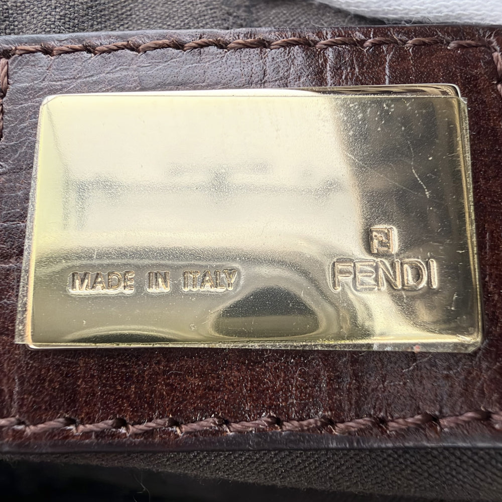 FENDI フェンディ トートバッグ ズッキーノ ハンドバッグ 8BH133 キャンバス レザー ブラウン 茶 ゴールド金具 レディース【中古品】