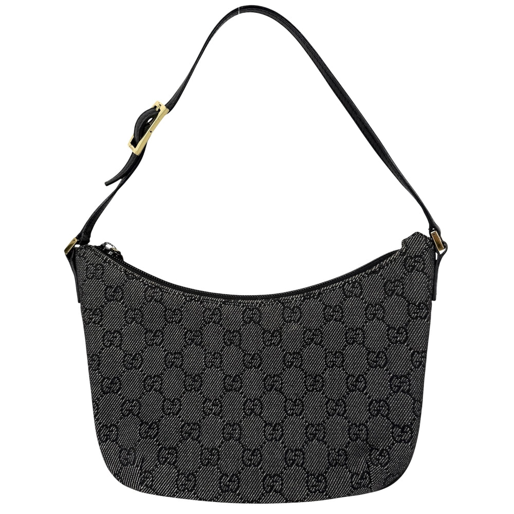GUCCI グッチ ハンドバッグ セミショルダーバッグ 32160 GGキャンバス レザー ブラック 黒 ゴールド金具 レディース【中古品】