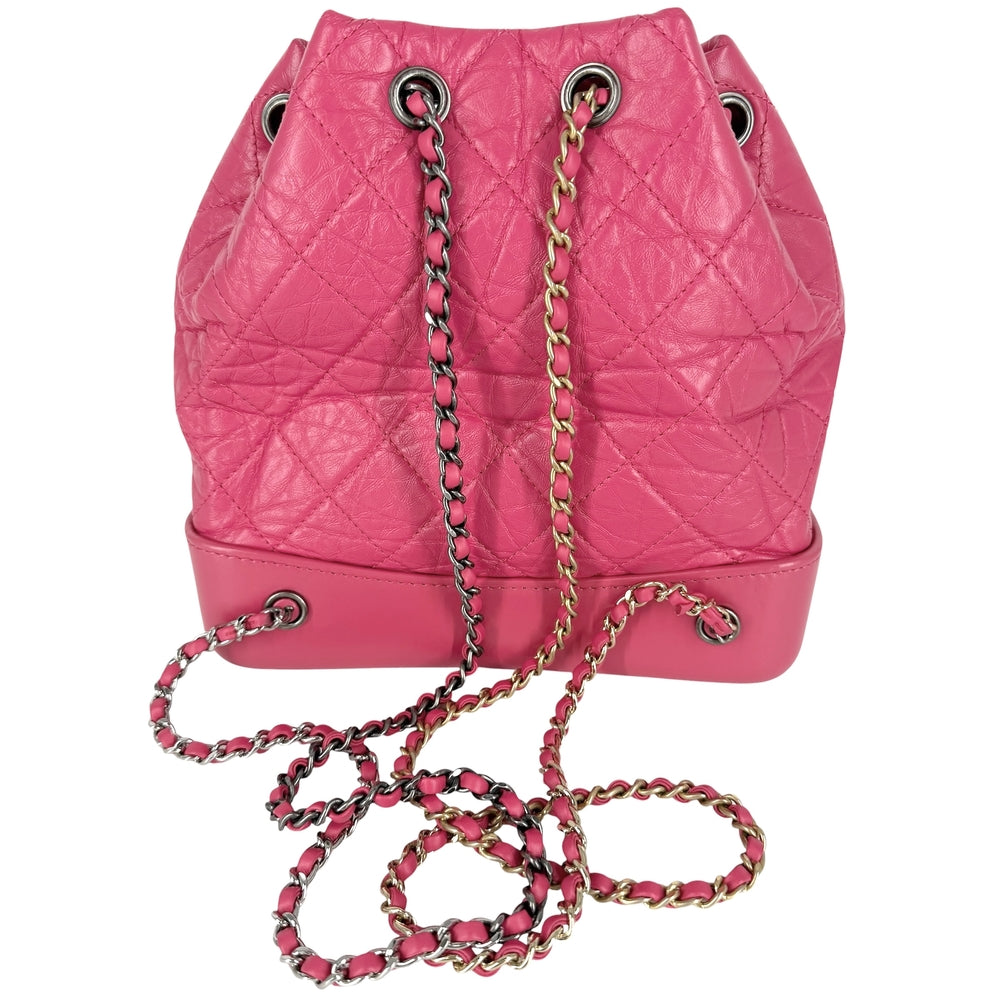 CHANEL シャネル リュック ガブリエル ドゥ シャネル スモール バックパック チェーンショルダー ココマーク A94485 レザー ピンク ゴールド×シルバー金具 レディース【中古品】