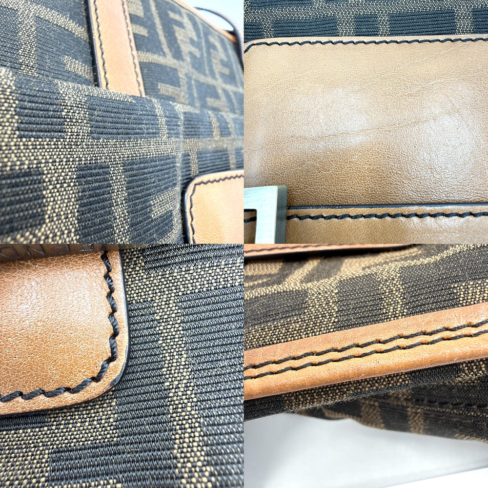 FENDI フェンディ ハンドバッグ ズッカ 8BN169 キャンバス レザー ブラウン 茶 ゴールド金具 レディース【中古品】