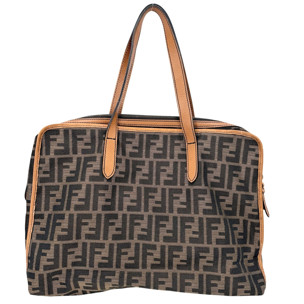 FENDI フェンディ ハンドバッグ ズッカ 8BN169 キャンバス レザー ブラウン 茶 ゴールド金具 レディース【中古品】