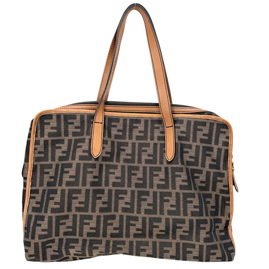 FENDI フェンディ ハンドバッグ ズッカ 8BN169 キャンバス レザー ブラウン 茶 ゴールド金具 レディース【中古品】