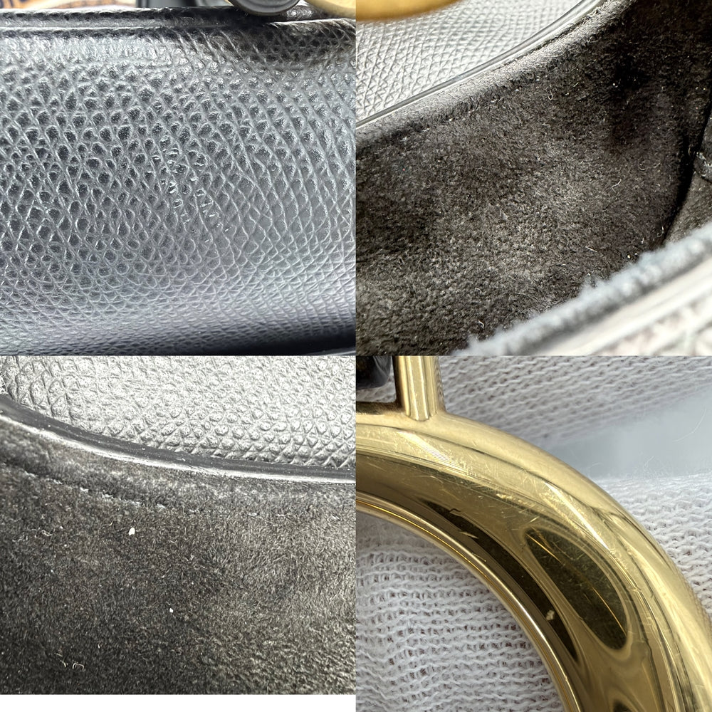 Dior ディオール 2WAY サドルバッグ ショルダーバッグ ハンドバッグ レザー ブラック 黒 ゴールド金具 レディース【中古品】