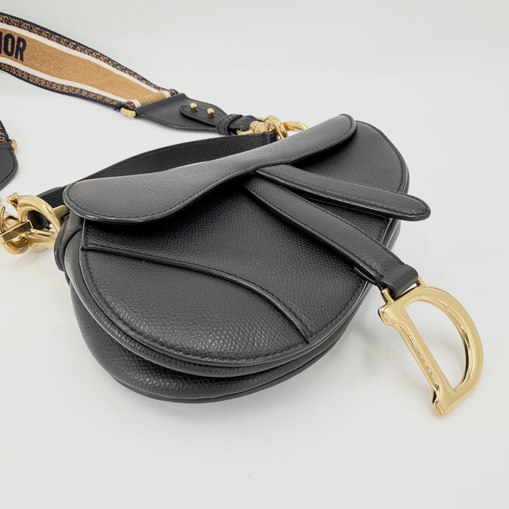 Dior ディオール 2WAY サドルバッグ ショルダーバッグ ハンドバッグ レザー ブラック 黒 ゴールド金具 レディース【中古品】