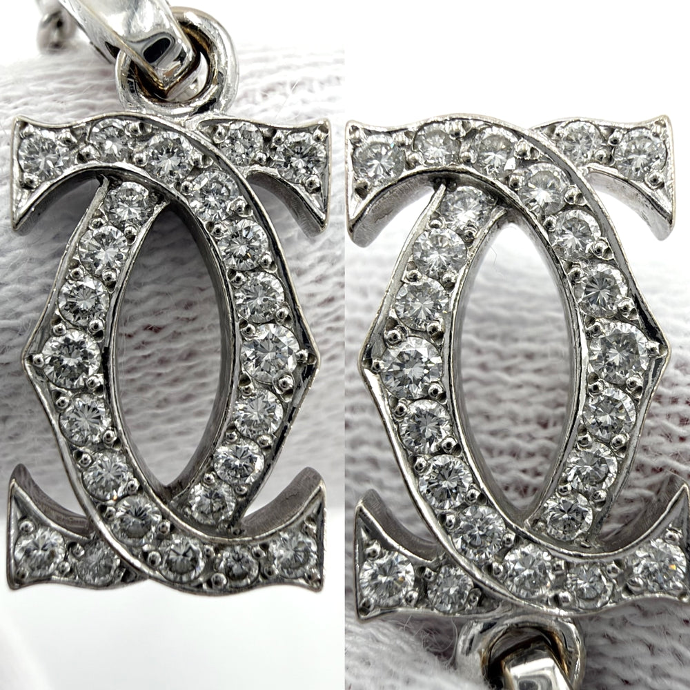 CARTIER カルティエ ネックレス 2Cチャーム セット ペンダント 18金WG Au750 ジュエリー アクセサリー K18ホワイトゴールド ダイヤモンド レディース 約10.7g【中古品】