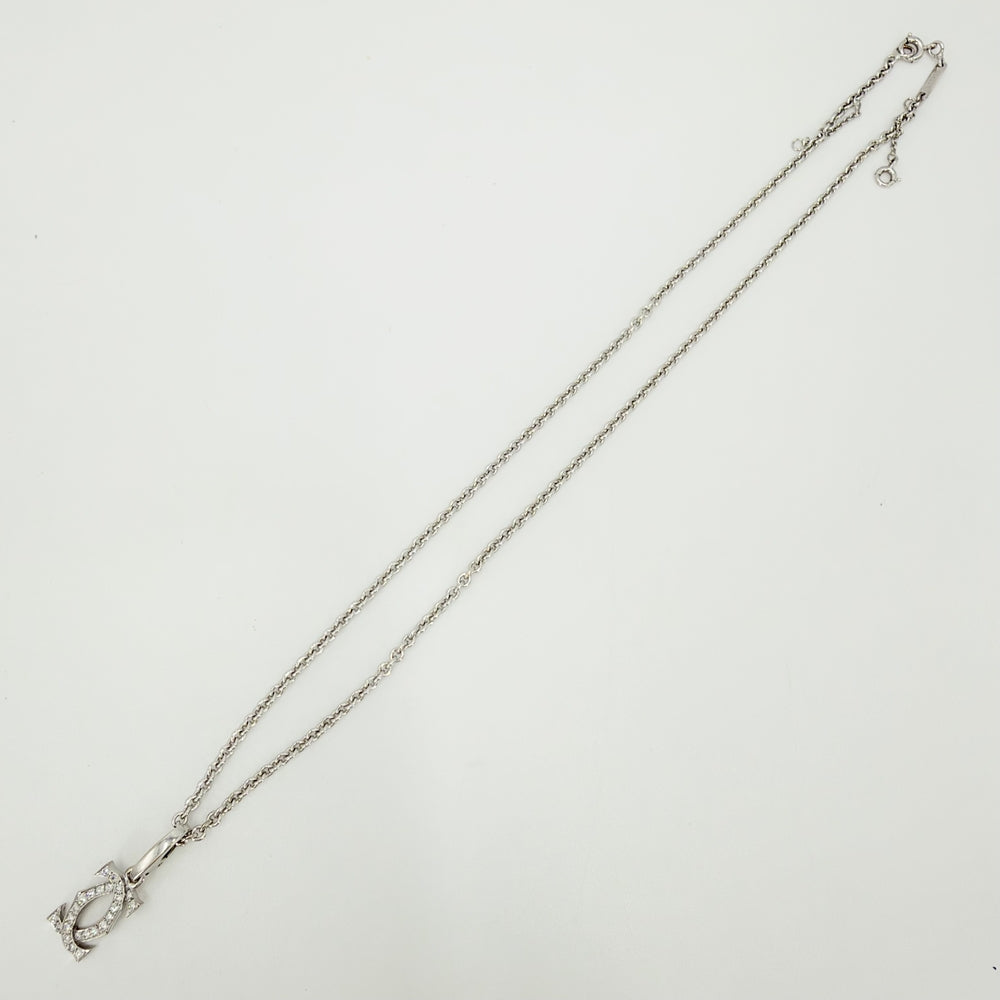 CARTIER カルティエ ネックレス 2Cチャーム セット ペンダント 18金WG Au750 ジュエリー アクセサリー K18ホワイトゴールド ダイヤモンド レディース 約10.7g【中古品】