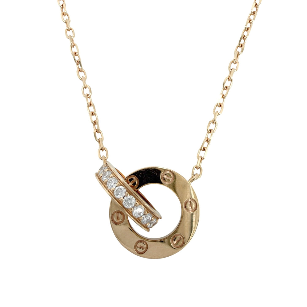 CARTIER カルティエ ネックレス ラブサークル LOVE ジュエリー アクセサリー Au750 18金PG ビス K18ピンクゴールド ダイヤモンド レディース 約5.8g【中古品】