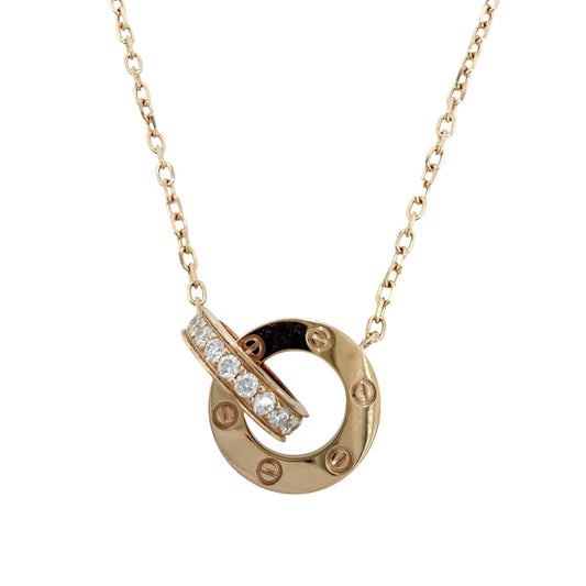 CARTIER カルティエ ネックレス ラブサークル LOVE ジュエリー アクセサリー Au750 18金PG ビス K18ピンクゴールド ダイヤモンド レディース 約5.8g【中古品】