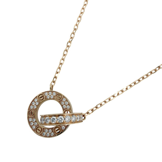 CARTIER カルティエ ネックレス ラブサークル LOVE ジュエリー アクセサリー Au750 18金PG ビス K18ピンクゴールド ダイヤモンド レディース 約5.8g【中古品】
