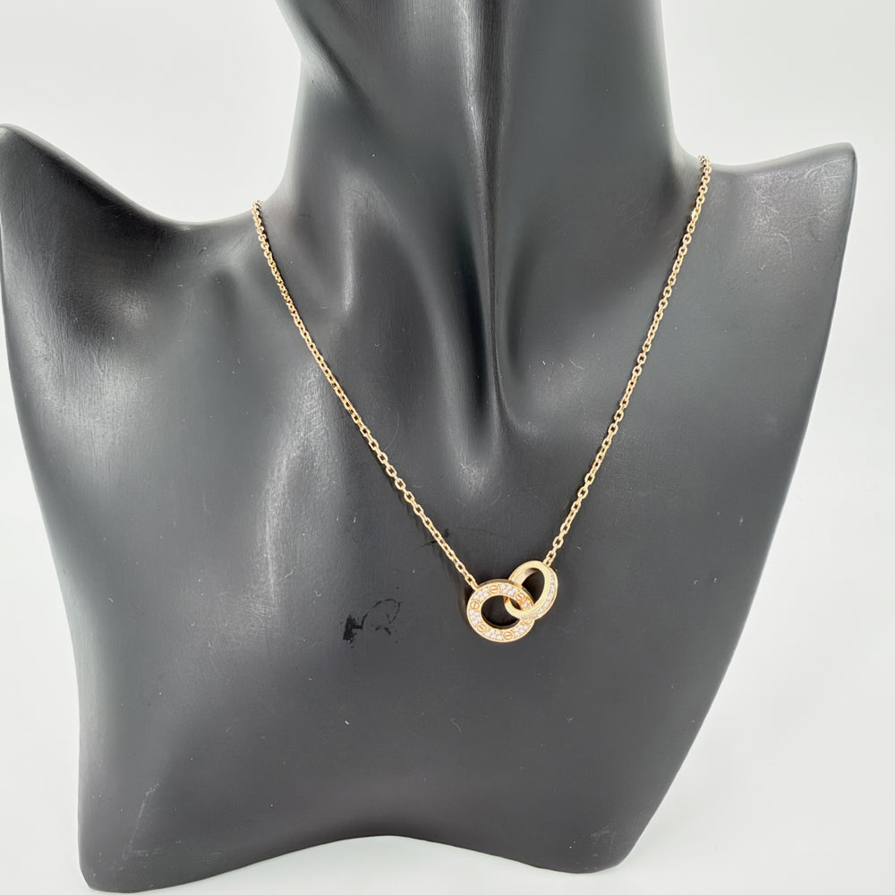 CARTIER カルティエ ネックレス ラブサークル LOVE ジュエリー アクセサリー Au750 18金PG ビス K18ピンクゴールド ダイヤモンド レディース 約5.8g【中古品】