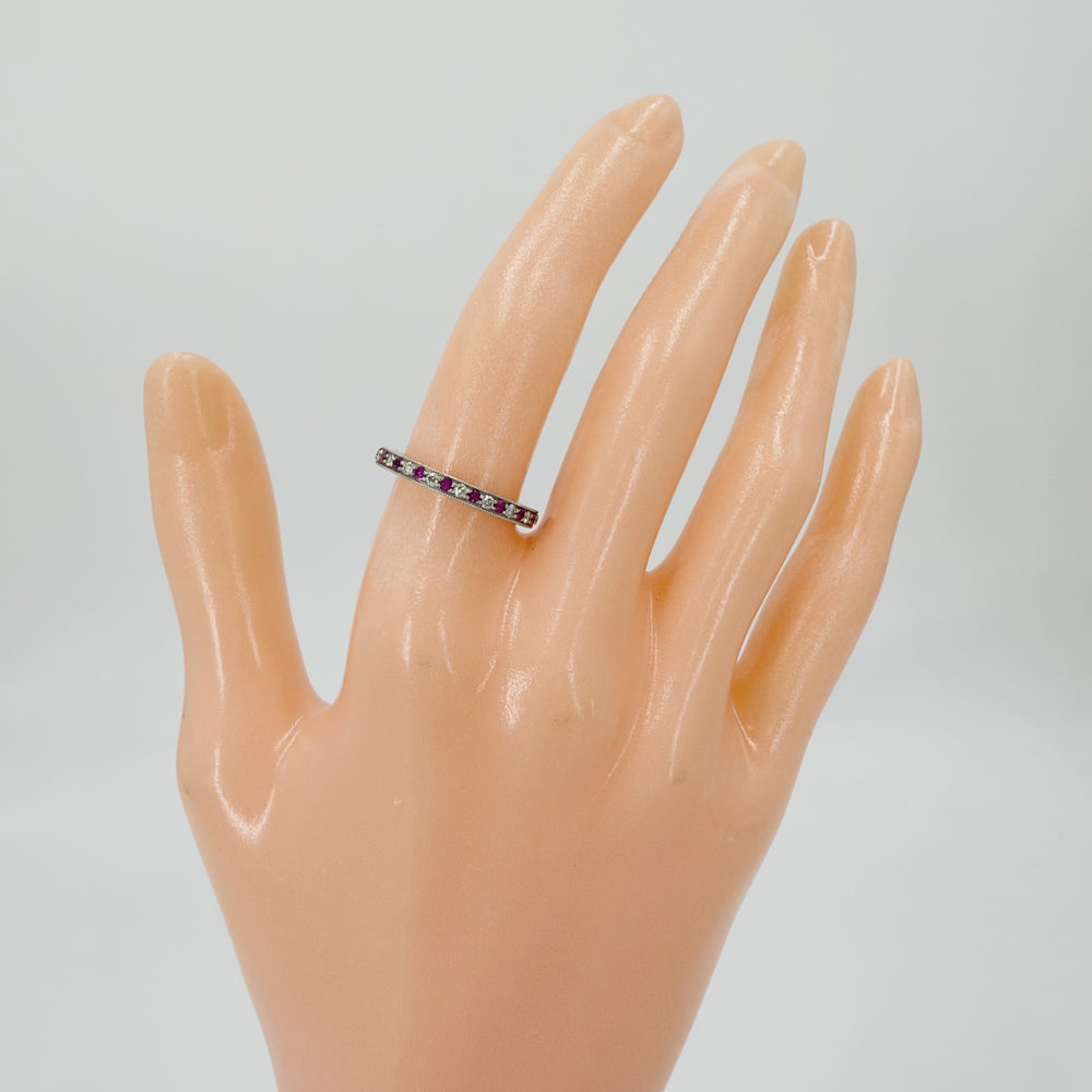 TIFFANY&Co. ティファニー 指輪 レガシー フルエタニティ ジュエリー アクセサリー Pt950プラチナ ダイヤモンド 約10号 シルバー ピンク レディース 約3.9g【中古品】