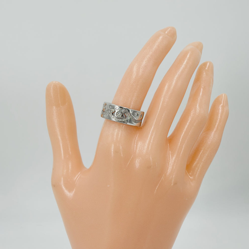 Georg Jensen ジョージジェンセン 指輪 フュージョン リング 18金PG WG Au750 51サイズ K18ホワイトゴールド K18ピンクゴールド ダイヤモンド 約12.5号 レディース 約15.3g【中古品】
