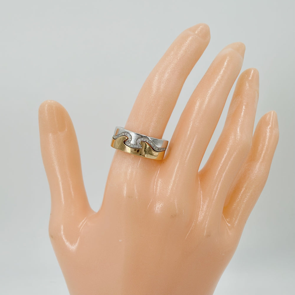 Georg Jensen ジョージジェンセン 指輪 フュージョン リング 18金PG WG Au750 51サイズ K18ホワイトゴールド K18ピンクゴールド ダイヤモンド 約12.5号 レディース 約15.3g【中古品】