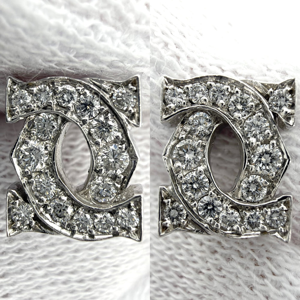 CARTIER カルティエ ピアス 2C アントルラセ 18金WG Au750 ジュエリー アクセサリー K18ホワイトゴールド ダイヤモンド レディース 約2.3g【中古品】