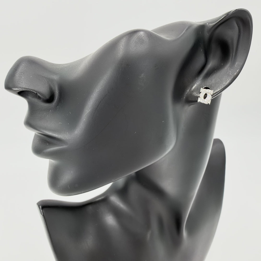 CARTIER カルティエ ピアス 2C アントルラセ 18金WG Au750 ジュエリー アクセサリー K18ホワイトゴールド ダイヤモンド レディース 約2.3g【中古品】