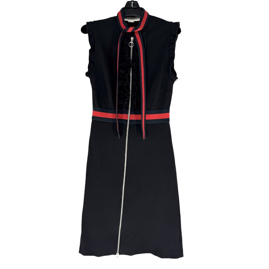 GUCCI グッチ ワンピース ウェブトリム シェリーライン ノースリーブ 服 ドレス アパレル S ブラック 黒 レッド 赤 シルバー金具 春 秋 オールシーズン レーヨン ナイロン ポリウレタン レディース【中古品】