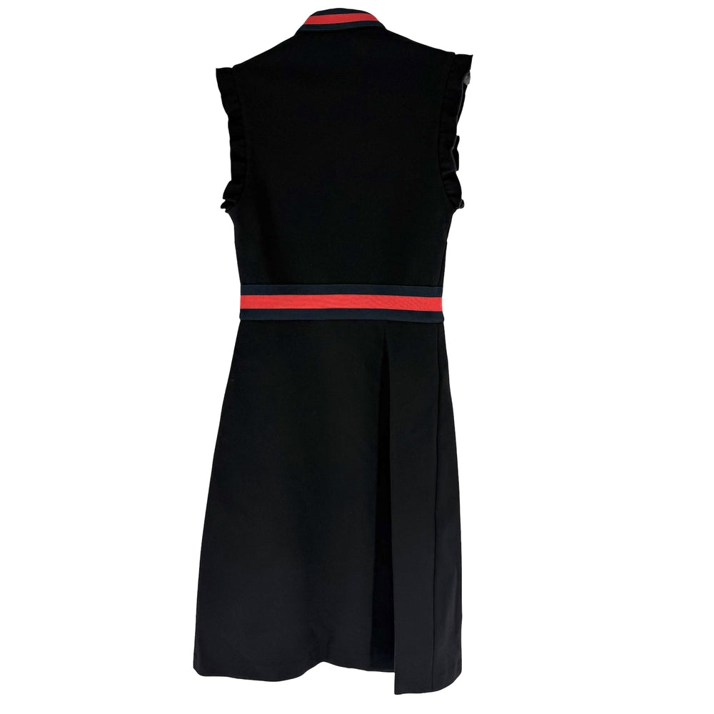 GUCCI グッチ ワンピース ウェブトリム シェリーライン ノースリーブ 服 ドレス アパレル S ブラック 黒 レッド 赤 シルバー金具 春 秋 オールシーズン レーヨン ナイロン ポリウレタン レディース【中古品】