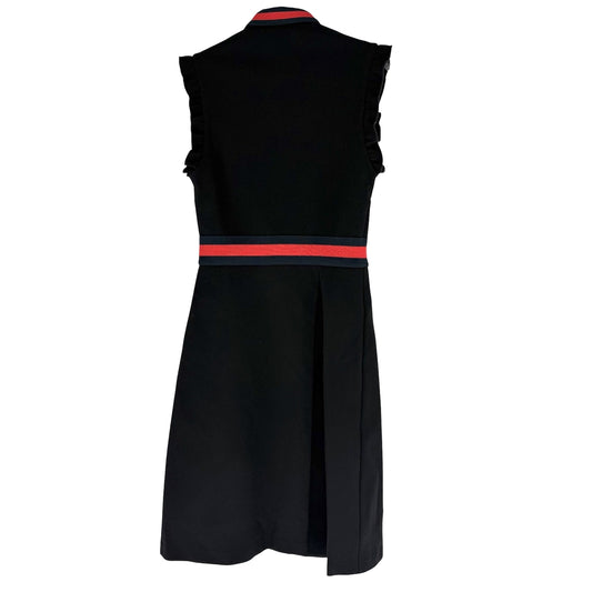GUCCI グッチ ワンピース ウェブトリム シェリーライン ノースリーブ 服 ドレス アパレル S ブラック 黒 レッド 赤 シルバー金具 春 秋 オールシーズン レーヨン ナイロン ポリウレタン レディース【中古品】