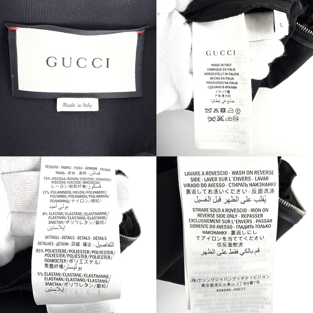 GUCCI グッチ ワンピース ウェブトリム シェリーライン ノースリーブ 服 ドレス アパレル S ブラック 黒 レッド 赤 シルバー金具 春 秋 オールシーズン レーヨン ナイロン ポリウレタン レディース【中古品】