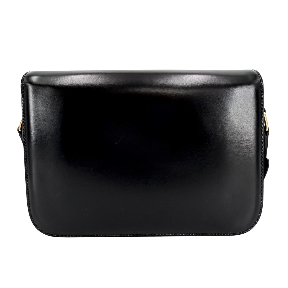 CELINE セリーヌ ショルダーバッグ クラシック トリオンフ カーフ ブラック 黒 ゴールド金具 レディース【中古品】