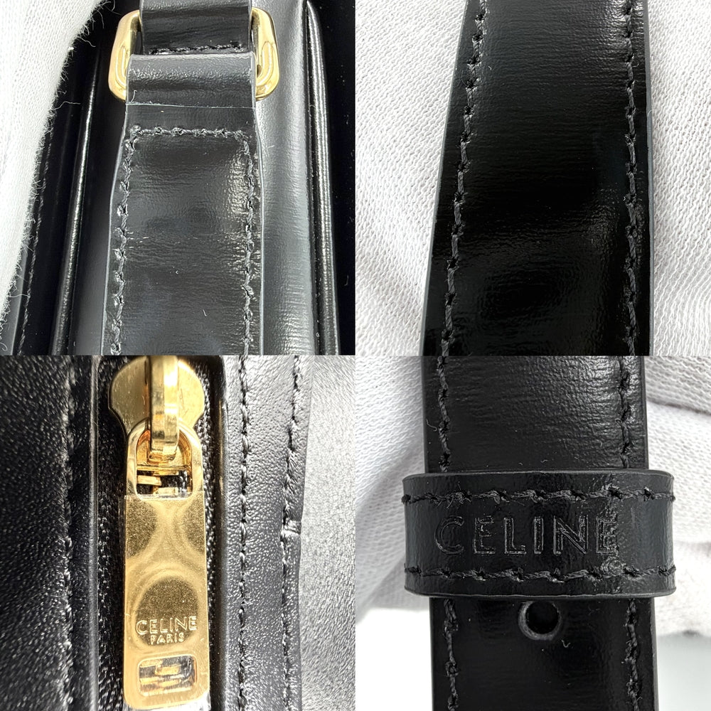 CELINE セリーヌ ショルダーバッグ クラシック トリオンフ カーフ ブラック 黒 ゴールド金具 レディース【中古品】