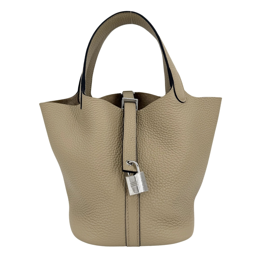 HERMES エルメス ハンドバッグ ピコタンロックPM W刻印 レザー ベージュ シルバー金具 レディース 2024年【中古品】