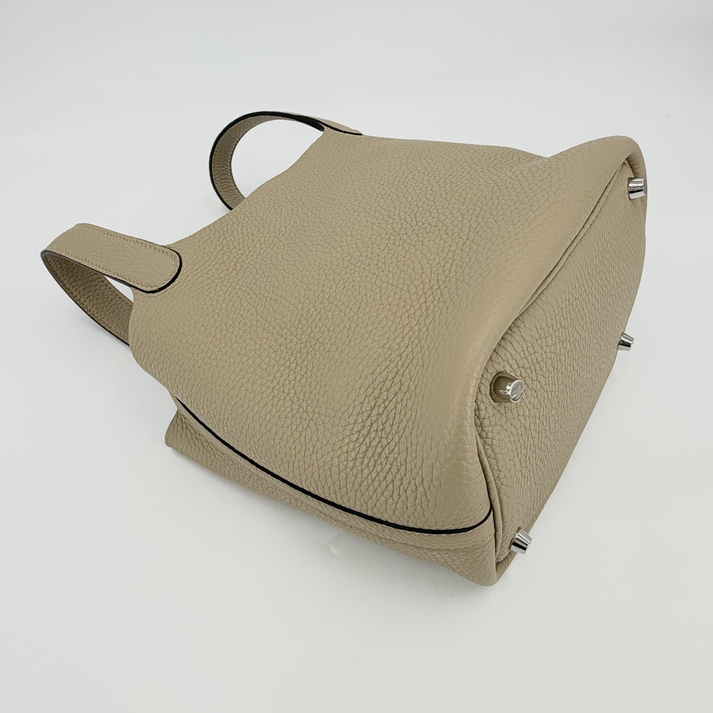 HERMES エルメス ハンドバッグ ピコタンロックPM W刻印 レザー ベージュ シルバー金具 レディース 2024年【中古品】