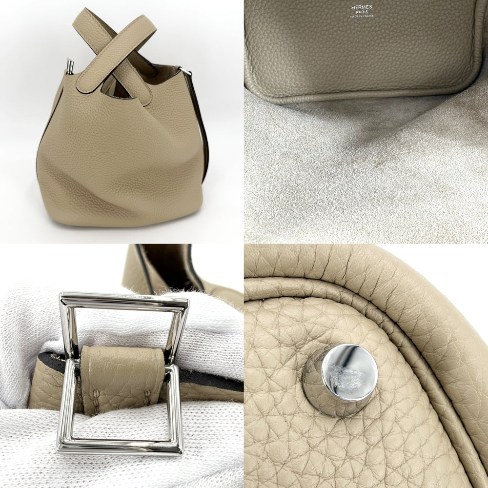 HERMES エルメス ハンドバッグ ピコタンロックPM W刻印 レザー ベージュ シルバー金具 レディース 2024年【中古品】