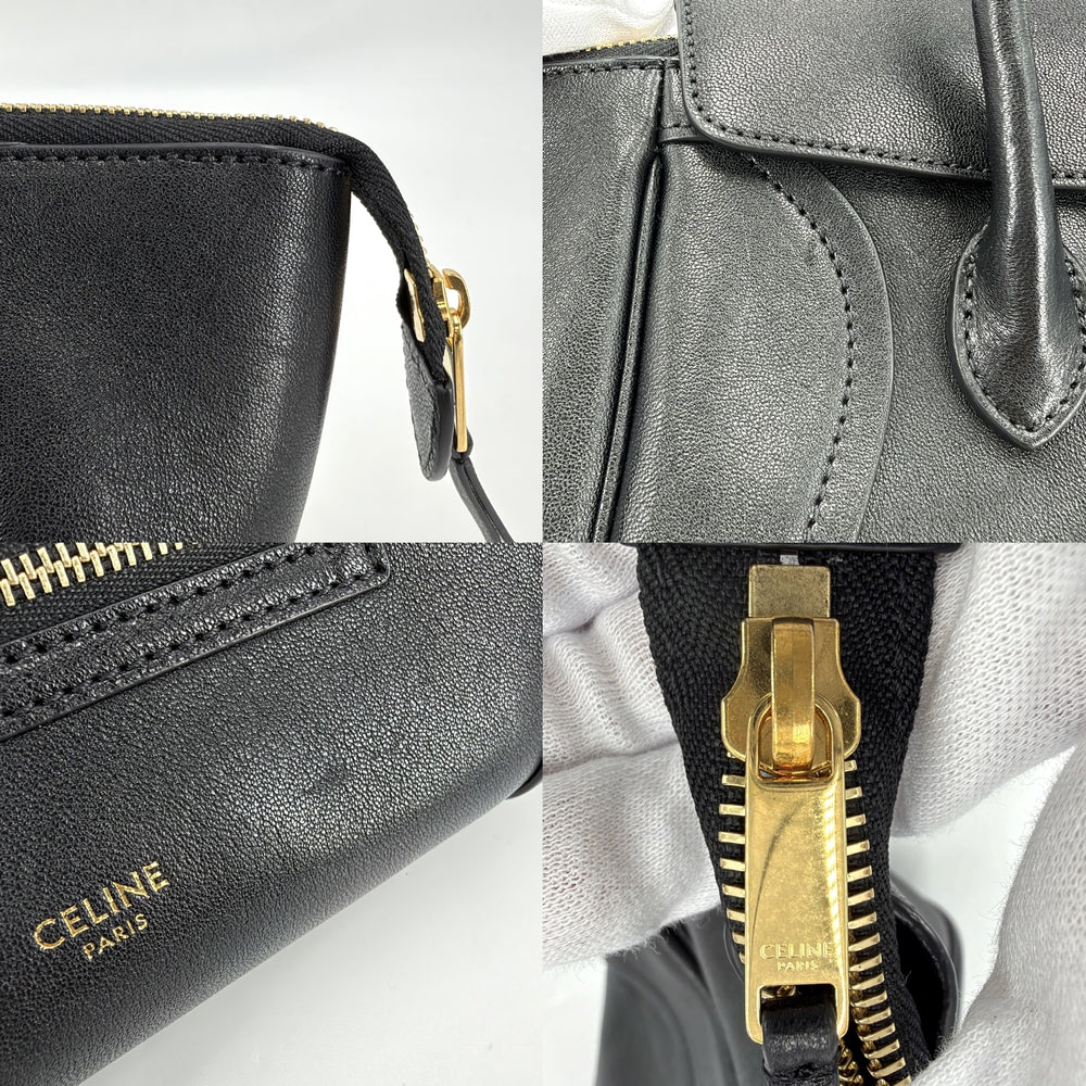 CELINE セリーヌ ハンドバッグ リトルラゲージ 124213GW2.38NO レザー ブラック 黒 ゴールド金具 レディース【中古品】
