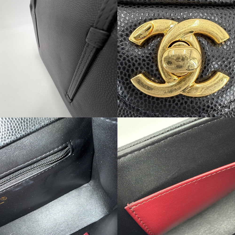 CHANEL シャネル ショルダーバッグ スモール フラップ ココマーク ターンロック AS6130 キャビアスキン ブラック 黒 ゴールド金具 レディース【中古品】