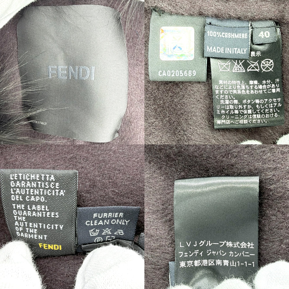FENDI フェンディ ポンチョ ファー 40 ブラック 黒 カシミヤ ファー【中古品】
