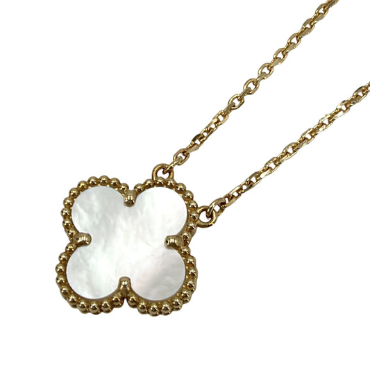 Van Cleef & Arpels ヴァンクリーフ＆アーペル ネックレス ヴィンテージ　アルハンブラ ペンダント マザーオブパール 18金YG 750 ジュエリー アクセサリー K18イエローゴールド マザーオブパール ホワイト 白 レディース 約5.2g【中古品】