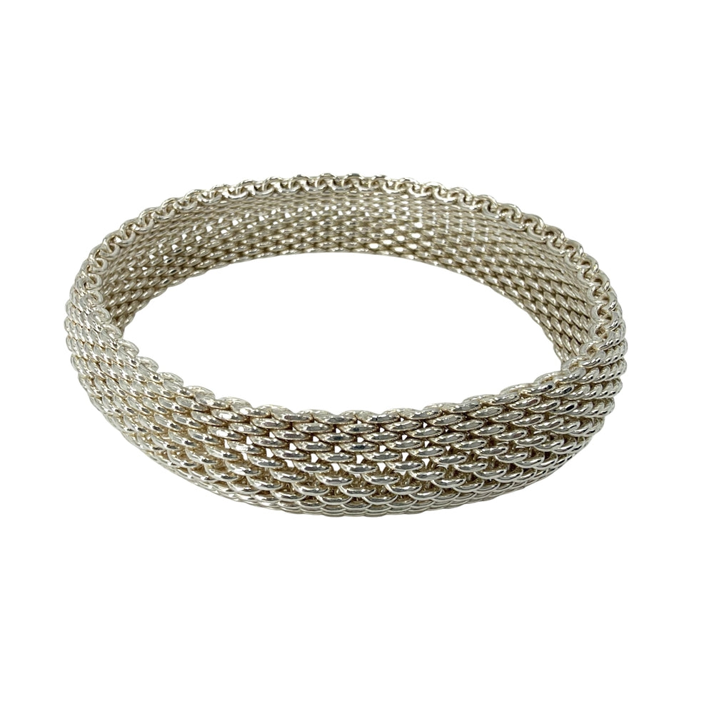 TIFFANY&Co. ティファニー バングル サマセット メッシュ ブレスレット ジュエリー アクセサリー シルバー925 レディース 約58.1g【中古品】