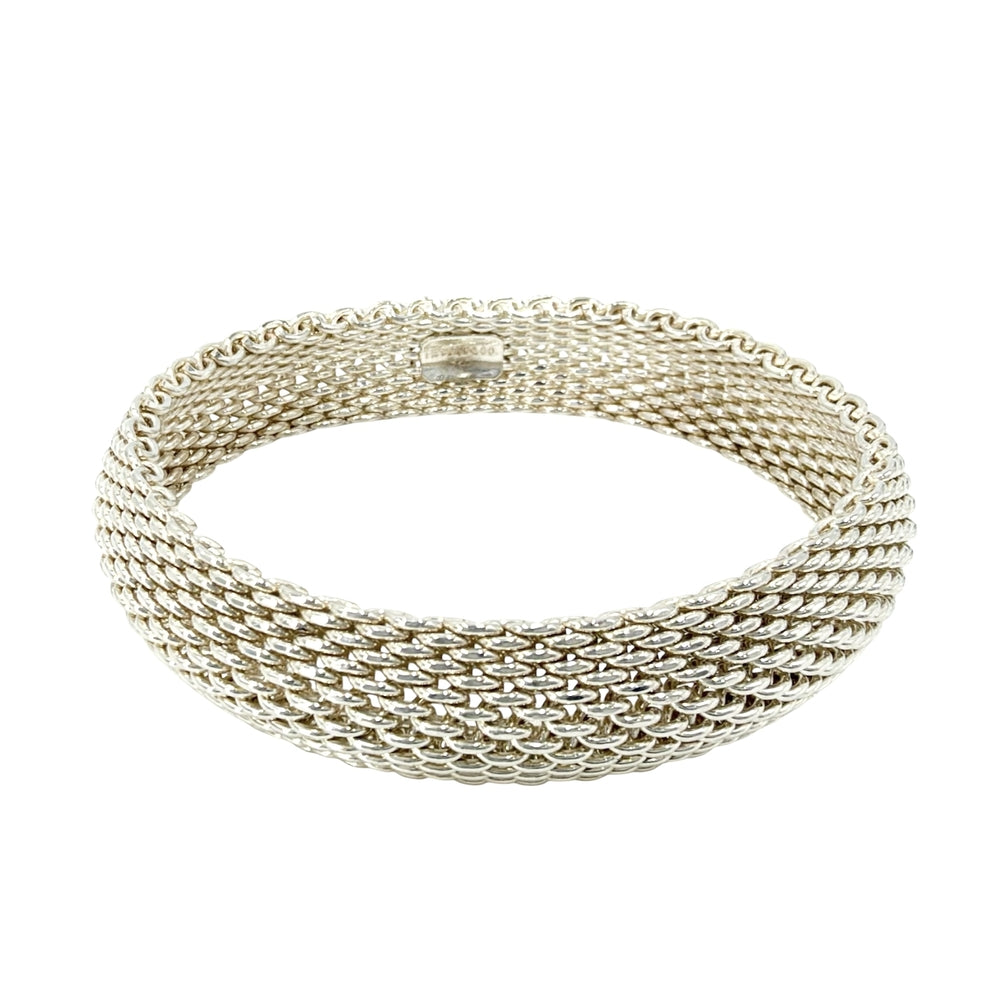 TIFFANY&Co. ティファニー バングル サマセット メッシュ ブレスレット ジュエリー アクセサリー シルバー925 レディース 約58.1g【中古品】