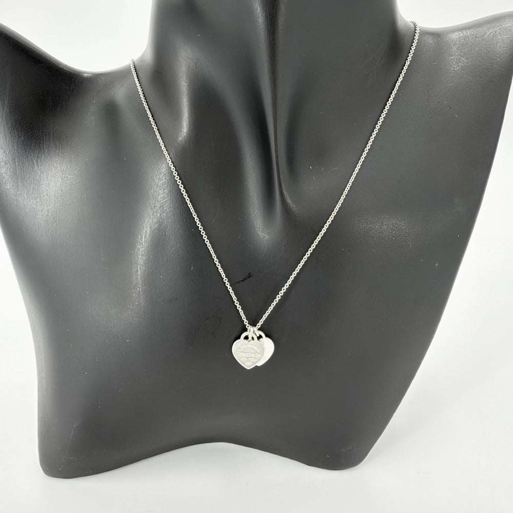 TIFFANY&Co. ティファニー ネックレス ダブルハート ジュエリー アクセサリー シルバー925 レディース 約3.0g【中古品】