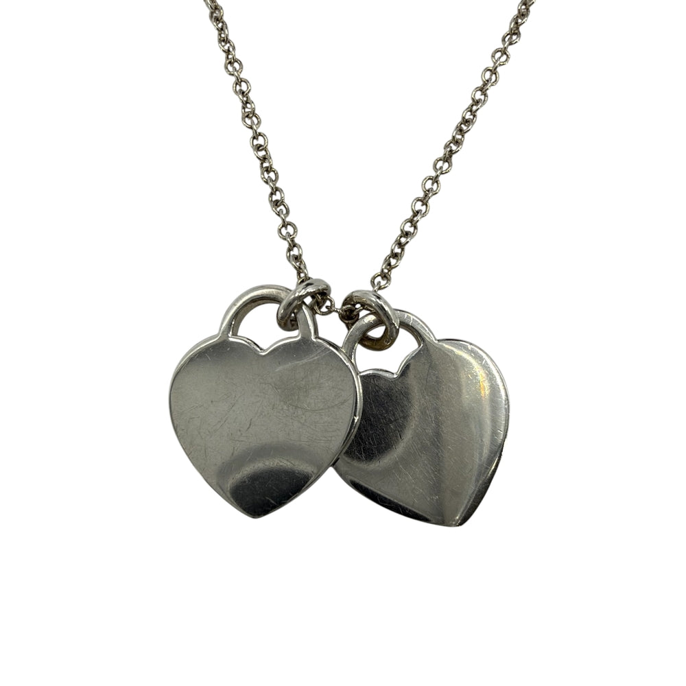 TIFFANY&Co. ティファニー ネックレス ダブルハート ジュエリー アクセサリー シルバー925 レディース 約3.0g【中古品】