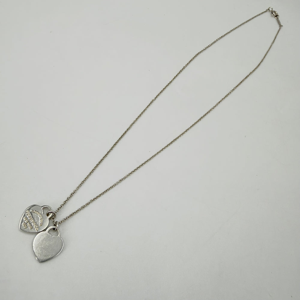 TIFFANY&Co. ティファニー ネックレス ダブルハート ジュエリー アクセサリー シルバー925 レディース 約3.0g【中古品】