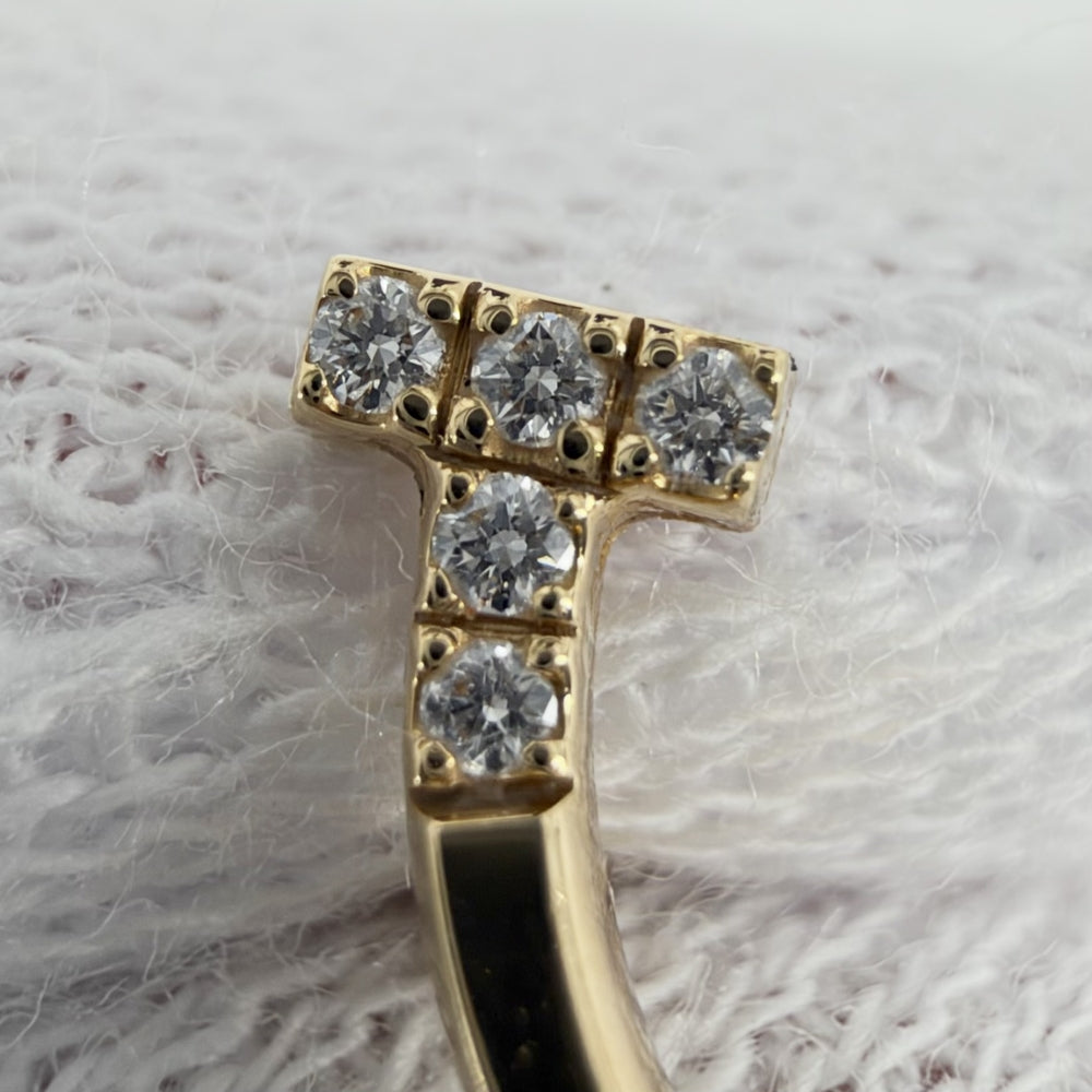 TIFFANY&Co. ティファニー ピアス Tスマイル ジュエリー アクセサリー K18YG AU750 K18イエローゴールド ダイヤモンド レディース 約0.8g【中古品】