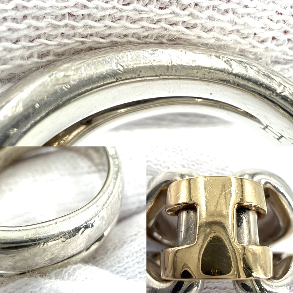 HERMES エルメス 指輪 ヒストリーリング ジュエリー アクセサリー K18YG AU750 49サイズ シルバー925 K18イエローゴールド 約7号 シルバー ゴールド レディース 約10.6g【中古品】
