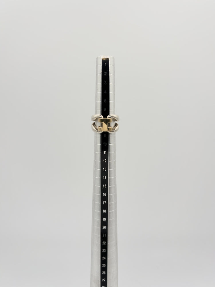 HERMES エルメス 指輪 ヒストリーリング ジュエリー アクセサリー K18YG AU750 49サイズ シルバー925 K18イエローゴールド 約7号 シルバー ゴールド レディース 約10.6g【中古品】